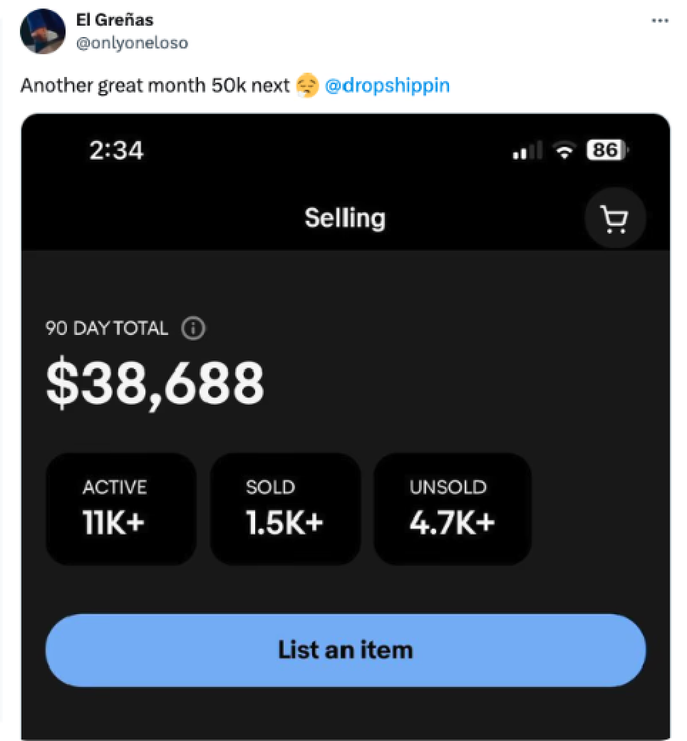 Customer dashboard showing $38,688