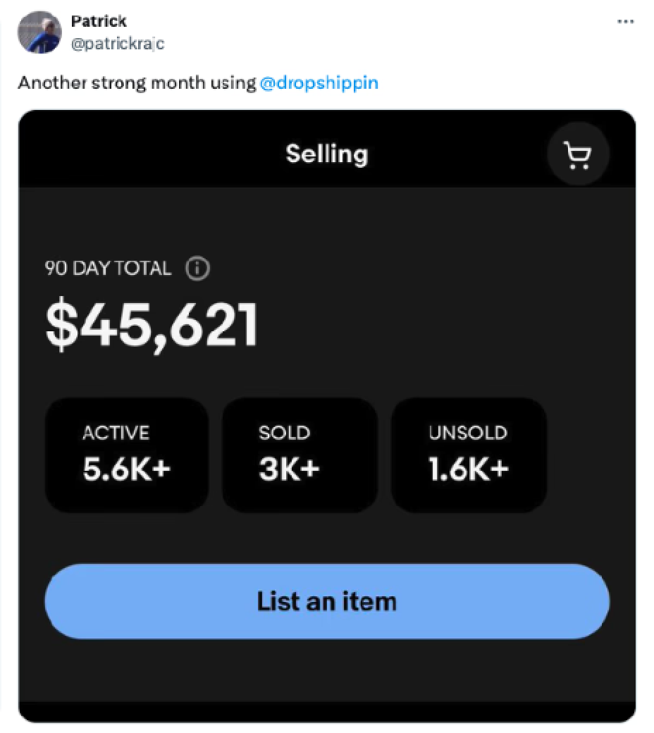 Customer dashboard showing $45,621